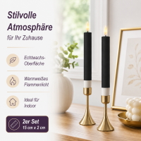 Deluxe Homeart LED Stabkerze 2er Set Schwarz