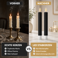 Deluxe Homeart LED Stabkerze 2er Set Schwarz