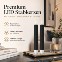 Deluxe Homeart LED Stabkerze 2er Set Schwarz
