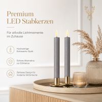 Deluxe Homeart LED Stabkerzen 2er Grau