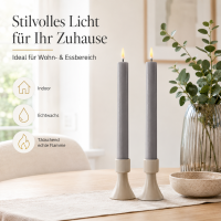 Deluxe Homeart LED Stabkerze 2er Set Grau