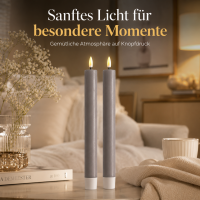 Deluxe Homeart LED Stabkerze 2er Set Grau
