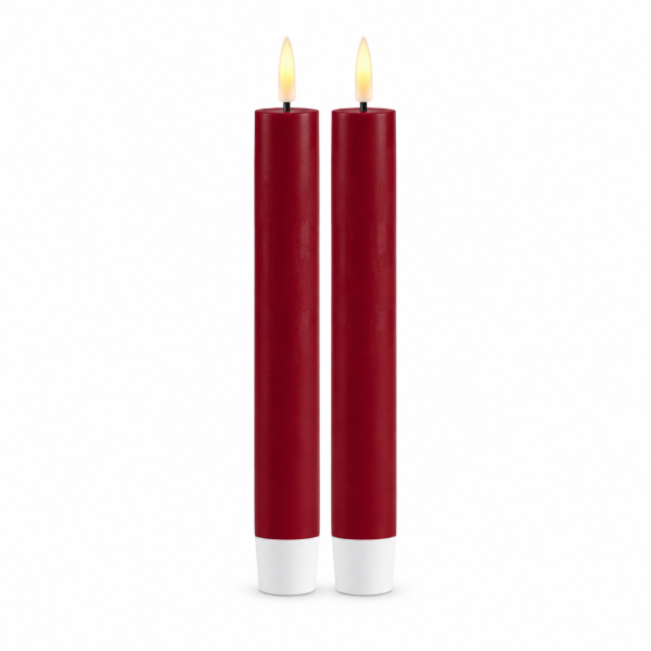 Deluxe Homeart LED Stabkerze 2er Set Bordeaux