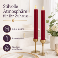 Deluxe Homeart LED Stabkerze 2er Set Bordeaux