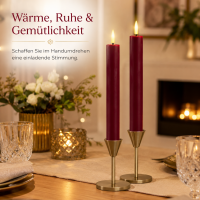Deluxe Homeart LED Stabkerze 2er Set Bordeaux