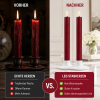 Deluxe Homeart LED Stabkerze 2er Set Bordeaux