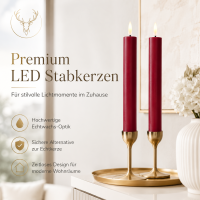 Deluxe Homeart LED Stabkerze 2er Set Bordeaux
