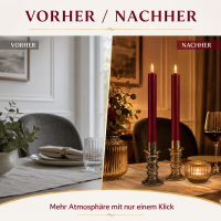 Deluxe Homeart LED Stabkerze 2er Set Bordeaux