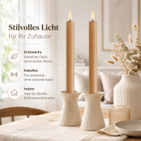 Deluxe Homeart LED Stabkerzen 2er Set Karamellbraun