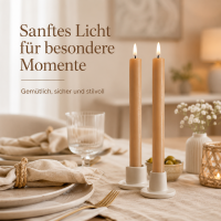 Deluxe Homeart LED Stabkerzen 2er Set Karamellbraun