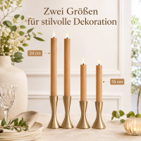 Deluxe Homeart LED Stabkerzen 2er Set Karamellbraun