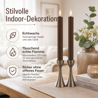 Deluxe Homeart LED Stabkerzen 2er Set Mokka