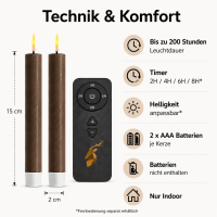 Deluxe Homeart LED Stabkerzen 2er Set Mokka