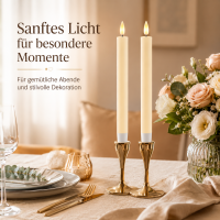 Deluxe Homeart LED Stabkerze 2er Set Creme