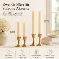 Deluxe Homeart LED Stabkerze 2er Set Creme