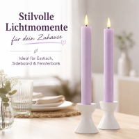 Deluxe Homeart LED Stabkerze 2er Set Hell Lila