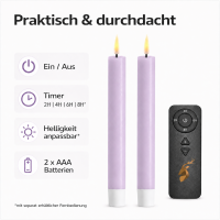 Deluxe Homeart LED Stabkerze 2er Set Hell Lila