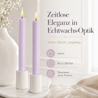 Deluxe Homeart LED Stabkerze 2er Set Hell Lila