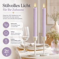 Deluxe Homeart LED Stabkerze 2er Set Hell Lila