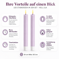 Deluxe Homeart LED Stabkerze 2er Set Hell Lila