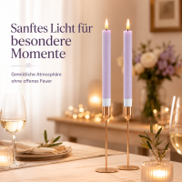Deluxe Homeart LED Stabkerze 2er Set Hell Lila