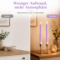 Deluxe Homeart LED Stabkerze 2er Set Hell Lila