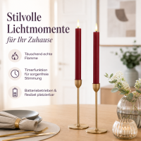 Deluxe Homeart LED Stabkerze 2er Set Burgogne