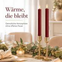 Deluxe Homeart LED Stabkerze 2er Set Burgogne