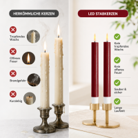 Deluxe Homeart LED Stabkerze 2er Set Burgogne