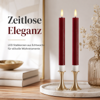 Deluxe Homeart LED Stabkerze 2er Set Burgogne
