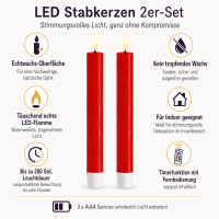 Deluxe Homeart LED Stabkerzen 2er Set Rot