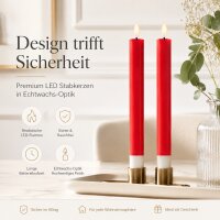 Deluxe Homeart LED Stabkerzen 2er Set Rot
