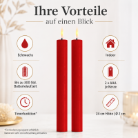 Deluxe Homeart LED Stabkerzen 2er Set Rot