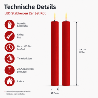 Deluxe Homeart LED Stabkerzen 2er Set Rot