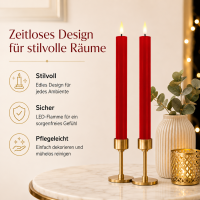 Deluxe Homeart LED Stabkerzen 2er Set Rot