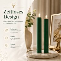 Deluxe Homeart LED Stabkerze 2er Set Dunkel Grün