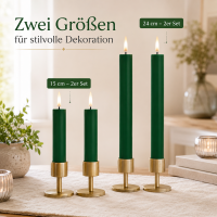 Deluxe Homeart LED Stabkerze 2er Set Dunkel Grün