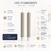 Deluxe Homeart LED Stabkerze 2er Set Sand