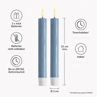Deluxe Homeart LED Stabkerze 2er Set Dust Blue