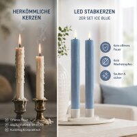 Deluxe Homeart LED Stabkerze 2er Set Dust Blue