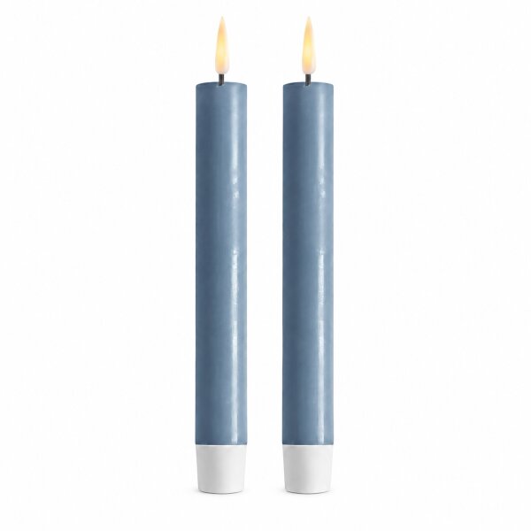 Deluxe Homeart LED Stabkerze 2er Set Dust Blue