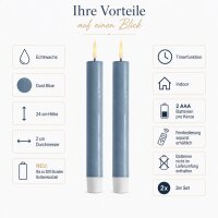 Deluxe Homeart LED Stabkerze 2er Set Dust Blue