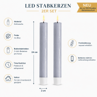 Deluxe Homeart LED Stabkerze 2er Set Ice Blue