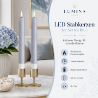 Deluxe Homeart LED Stabkerze 2er Set Ice Blue