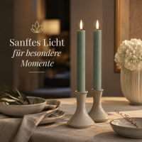 Deluxe Homeart LED Stabkerze 2er Set Salbei Grün