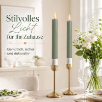 Deluxe Homeart LED Stabkerze 2er Set Salbei Grün
