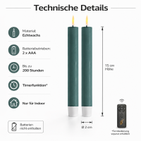Deluxe Homeart LED Stabkerzen 2er Set Jade Green