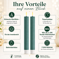 Deluxe Homeart LED Stabkerzen 2er Set Jade Green