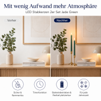 Deluxe Homeart LED Stabkerzen 2er Set Jade Green