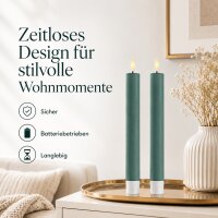 Deluxe Homeart LED Stabkerzen 2er Set Jade Green